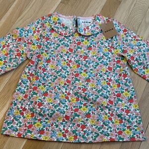 Mini Boden Pink Floral Peter Pan Collar Top for Kids size 11-12 NWT